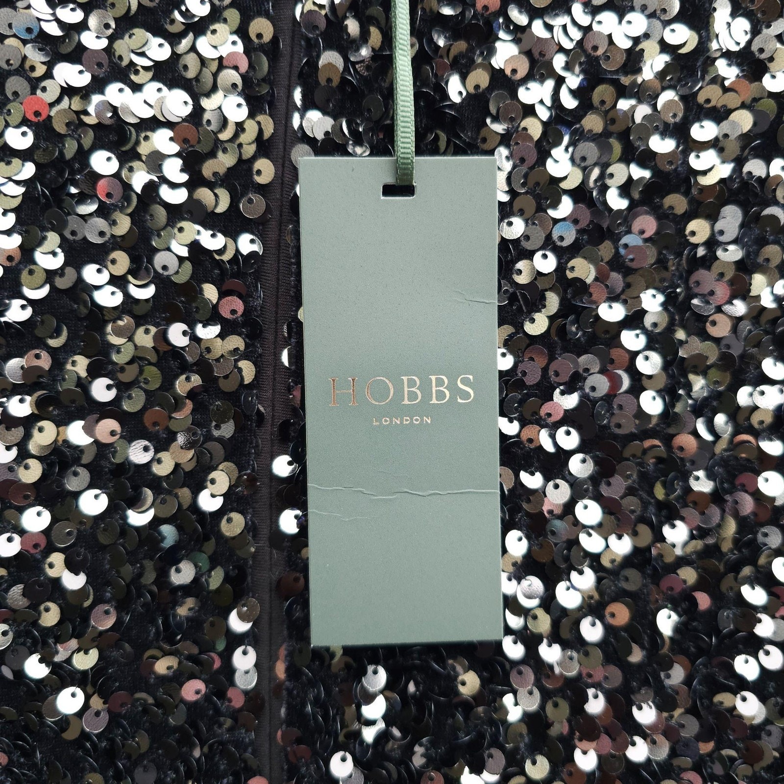 Hobbs London Dress Size 2 Black Sawyer Pencil Sequin Party Cocktail Occasion Lbd — image 5 of 8